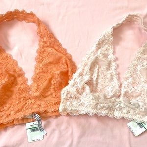 Free People Lace Halter Bras NWT SZ L lot of 2
